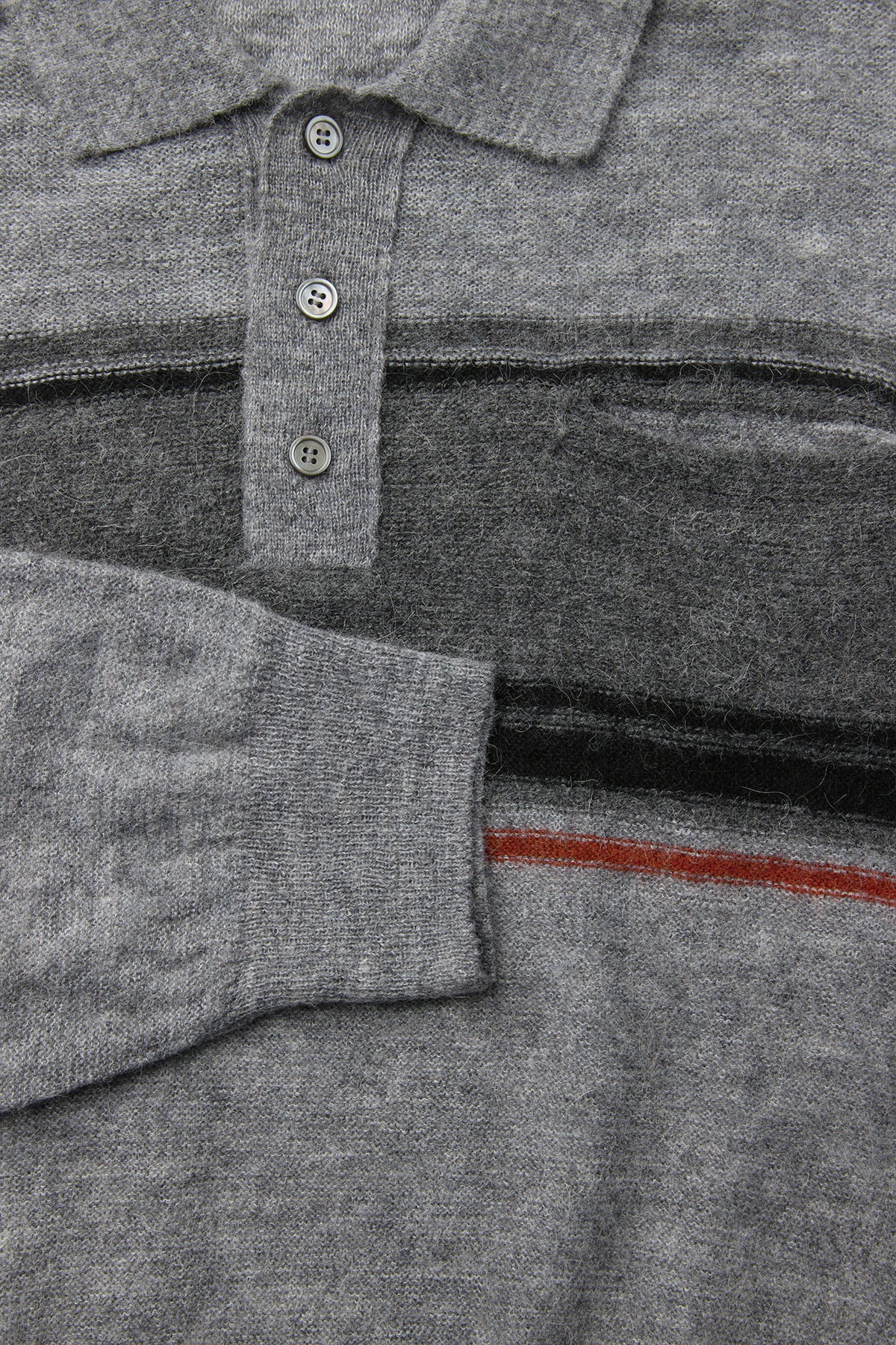 ALPACA BLEND STRIPED POLO SWEATER