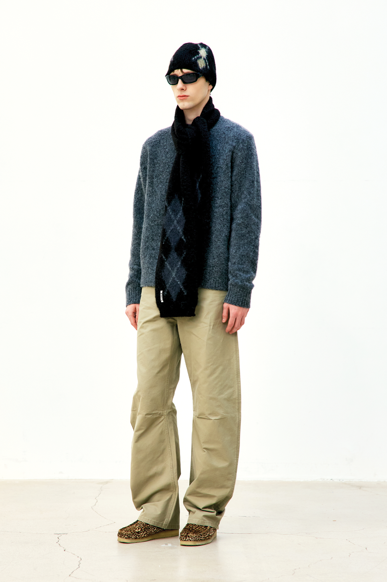 HAIRY MIXED ARGYLE MUFFLER