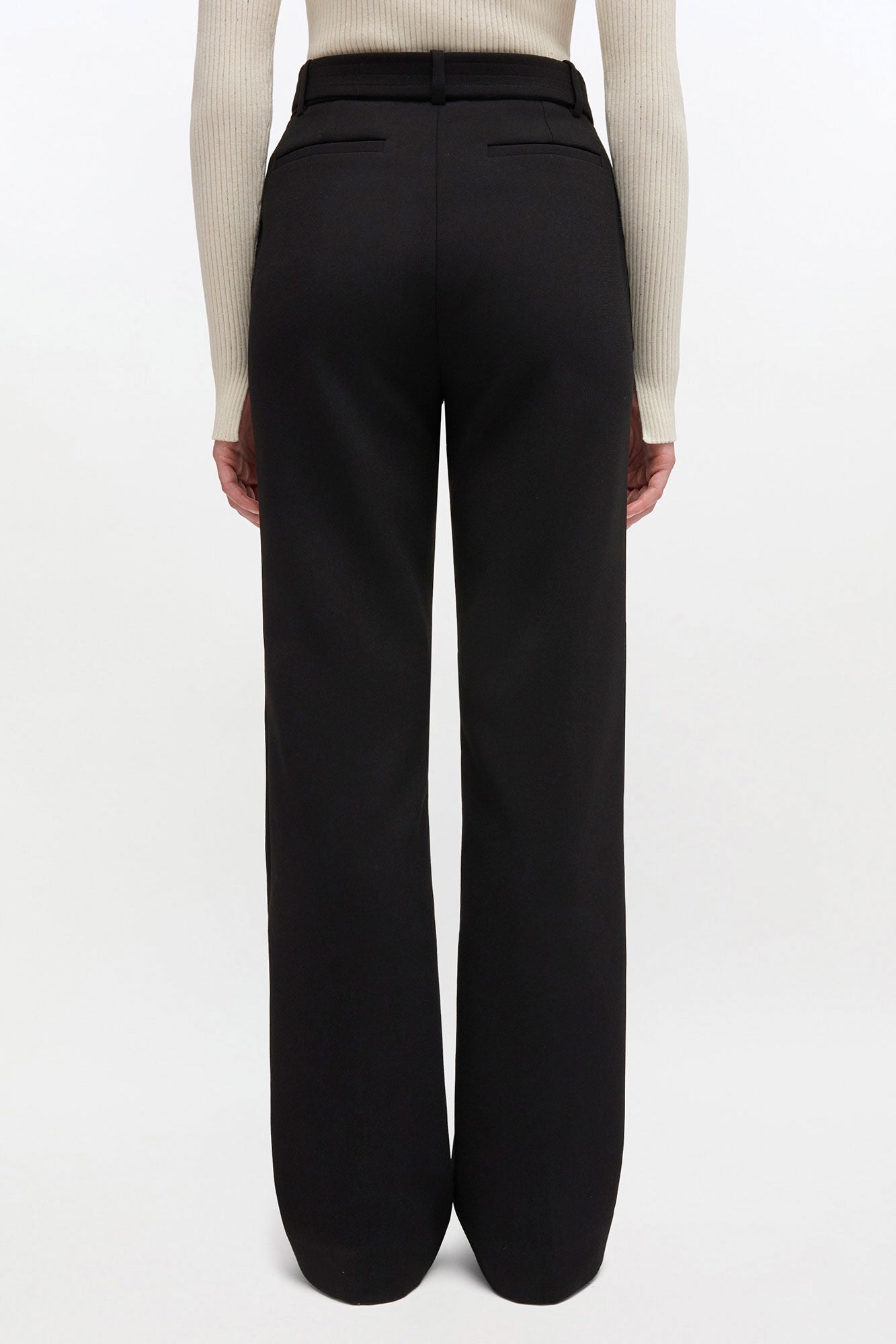 Bonded Crepe Belted Pants