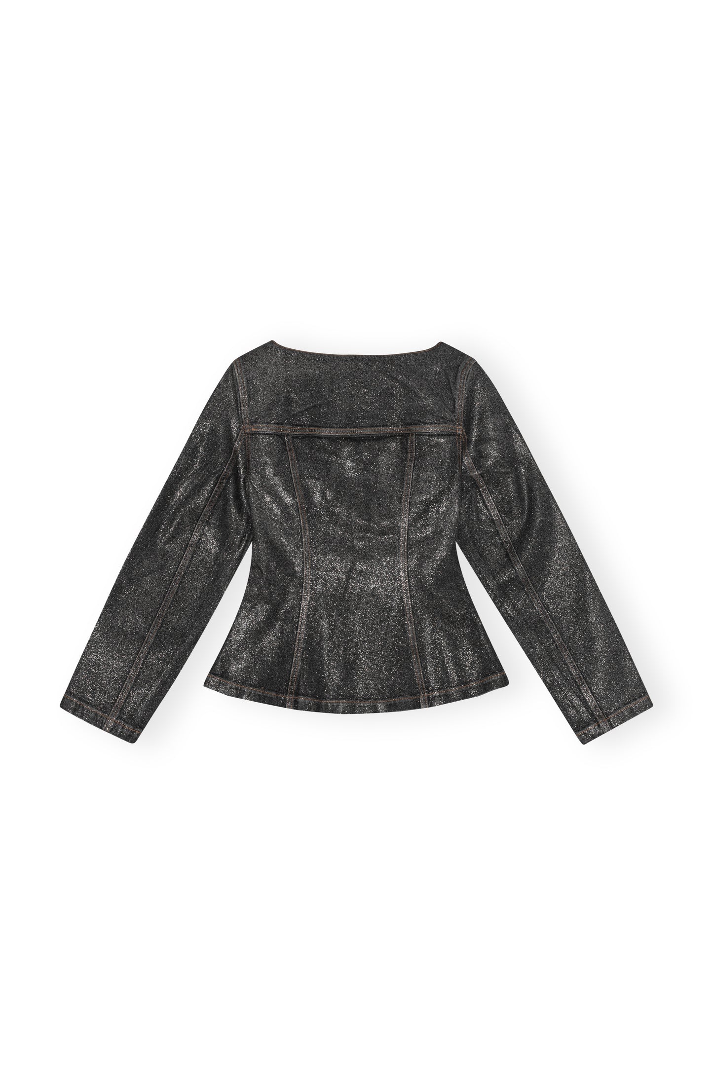 Shimmery Foil Denim Fitted Blazer