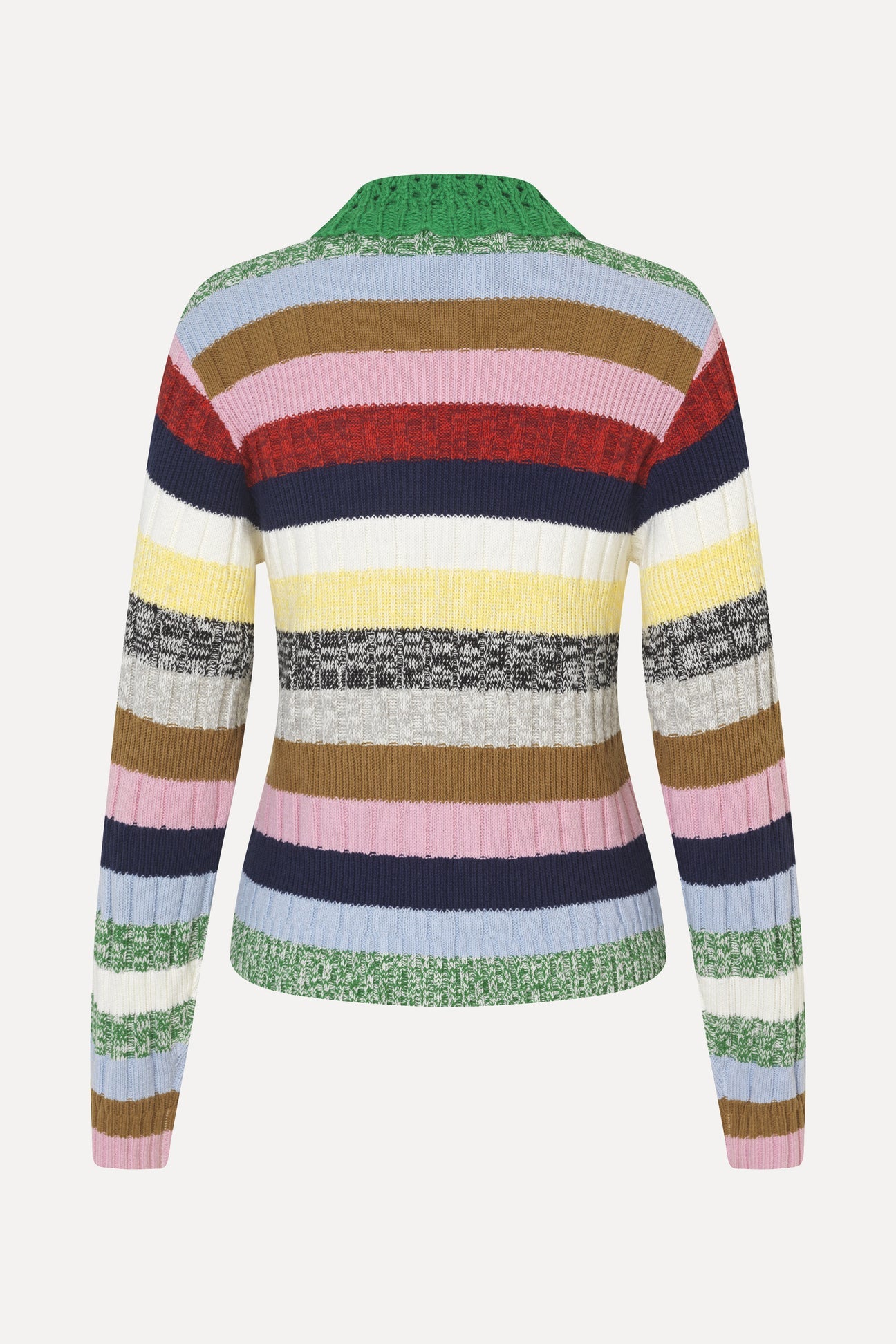 Mix Stripe Polo Collar Sweater