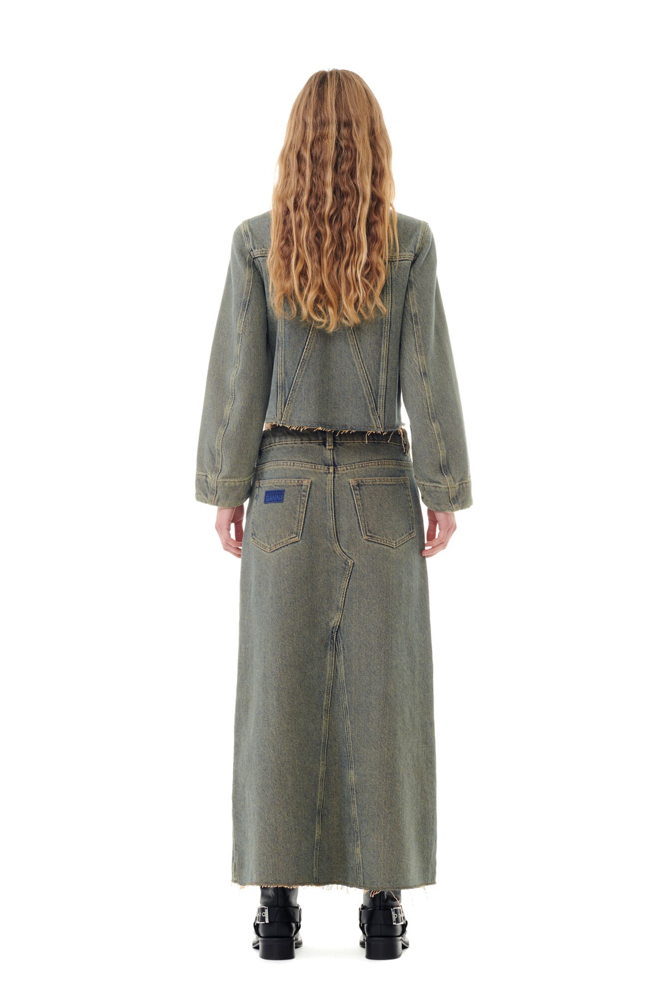 Overdyed Heavy Denim Maxi Skirt