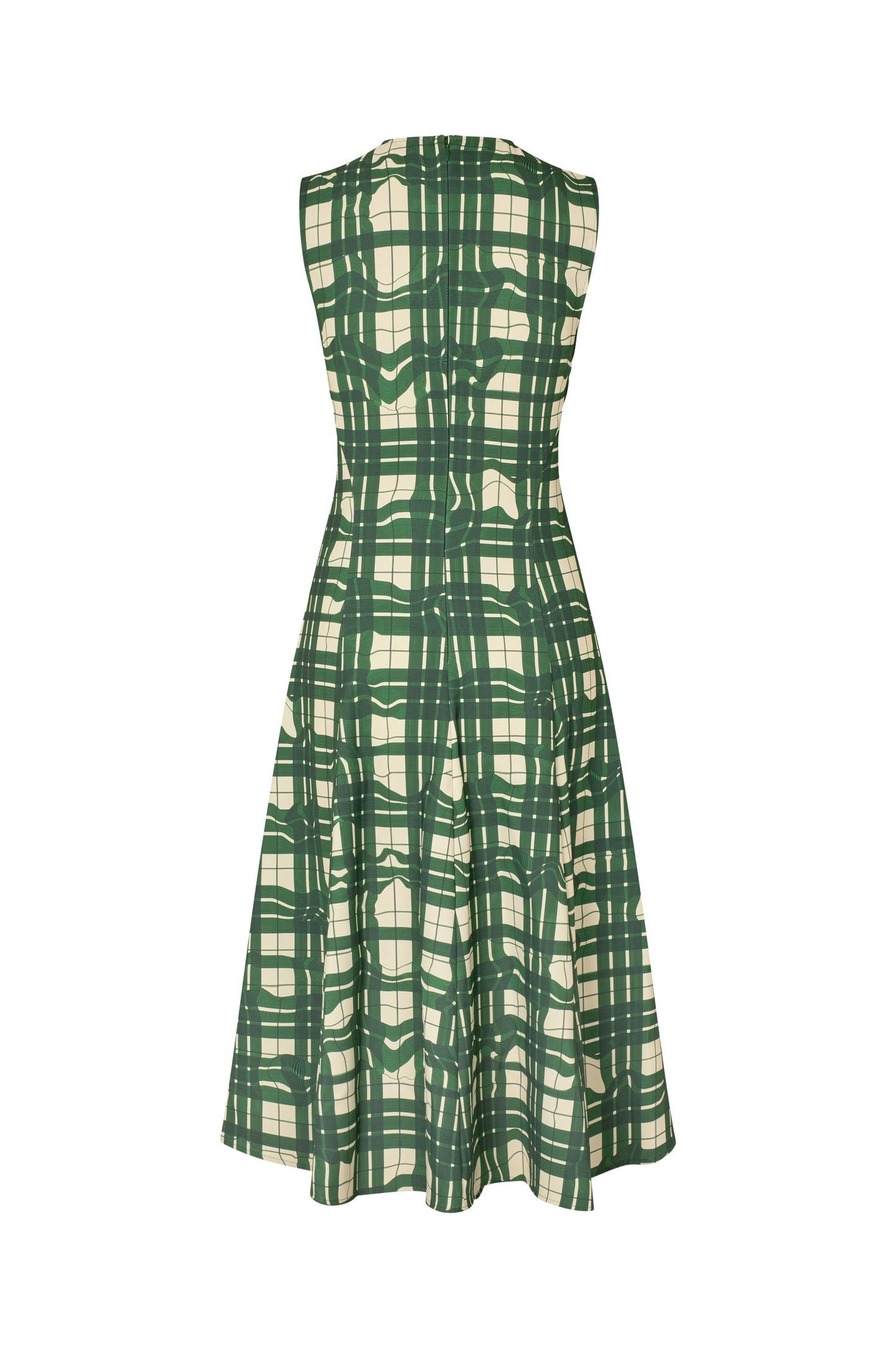 Checkered Cady, Sleeveless Gathered Midi Dress