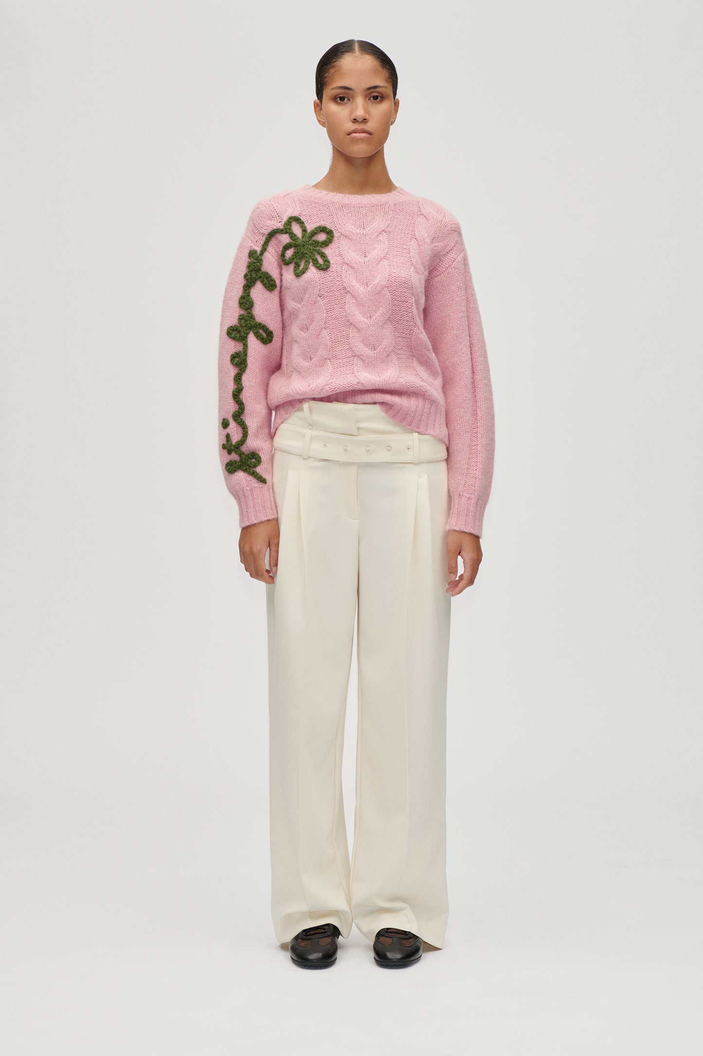 Midweight Alpaca Knit, Crewneck Motif Sweater