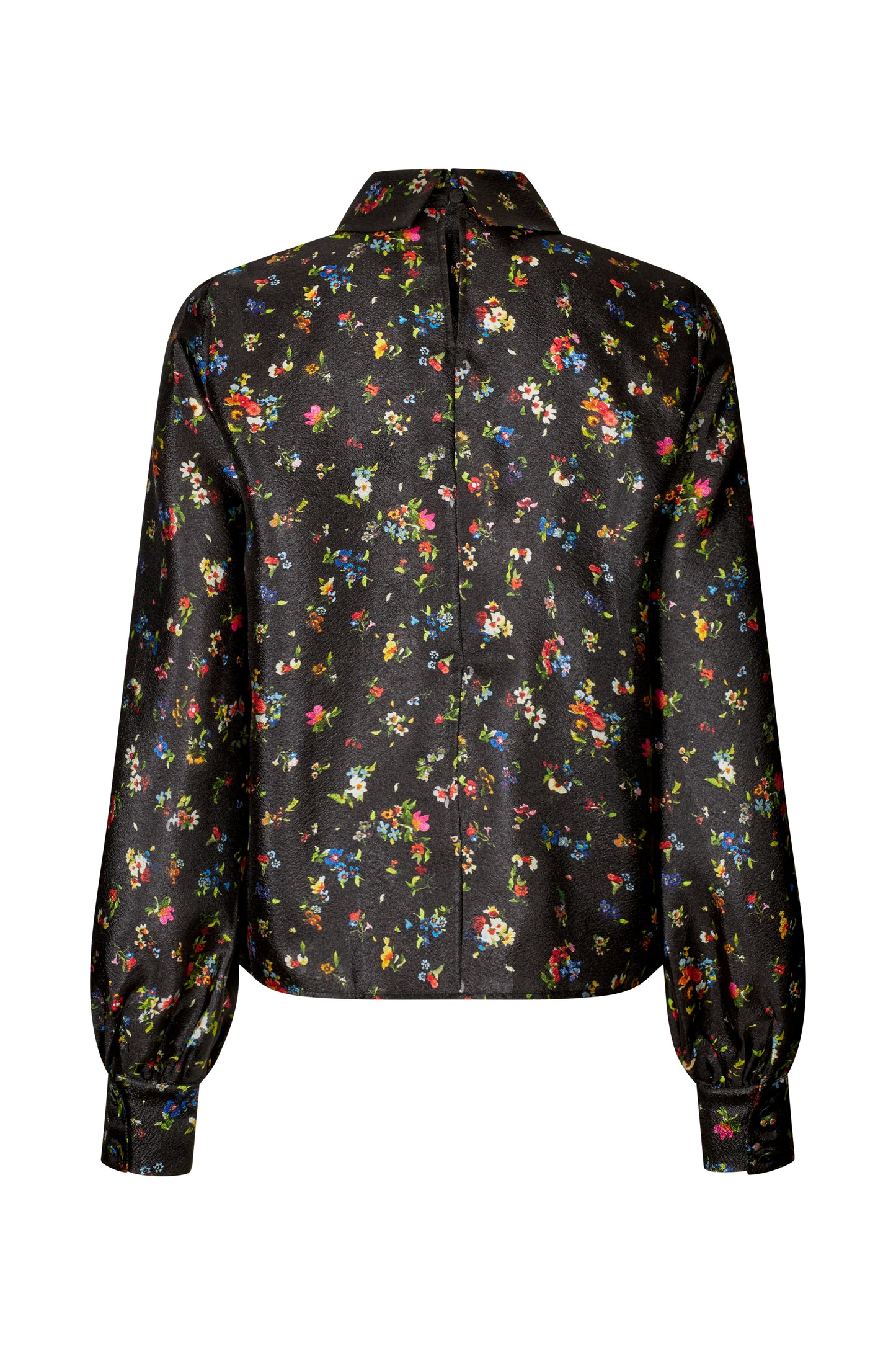 Flat Textured Poly, Gathered Long Sleeve Top