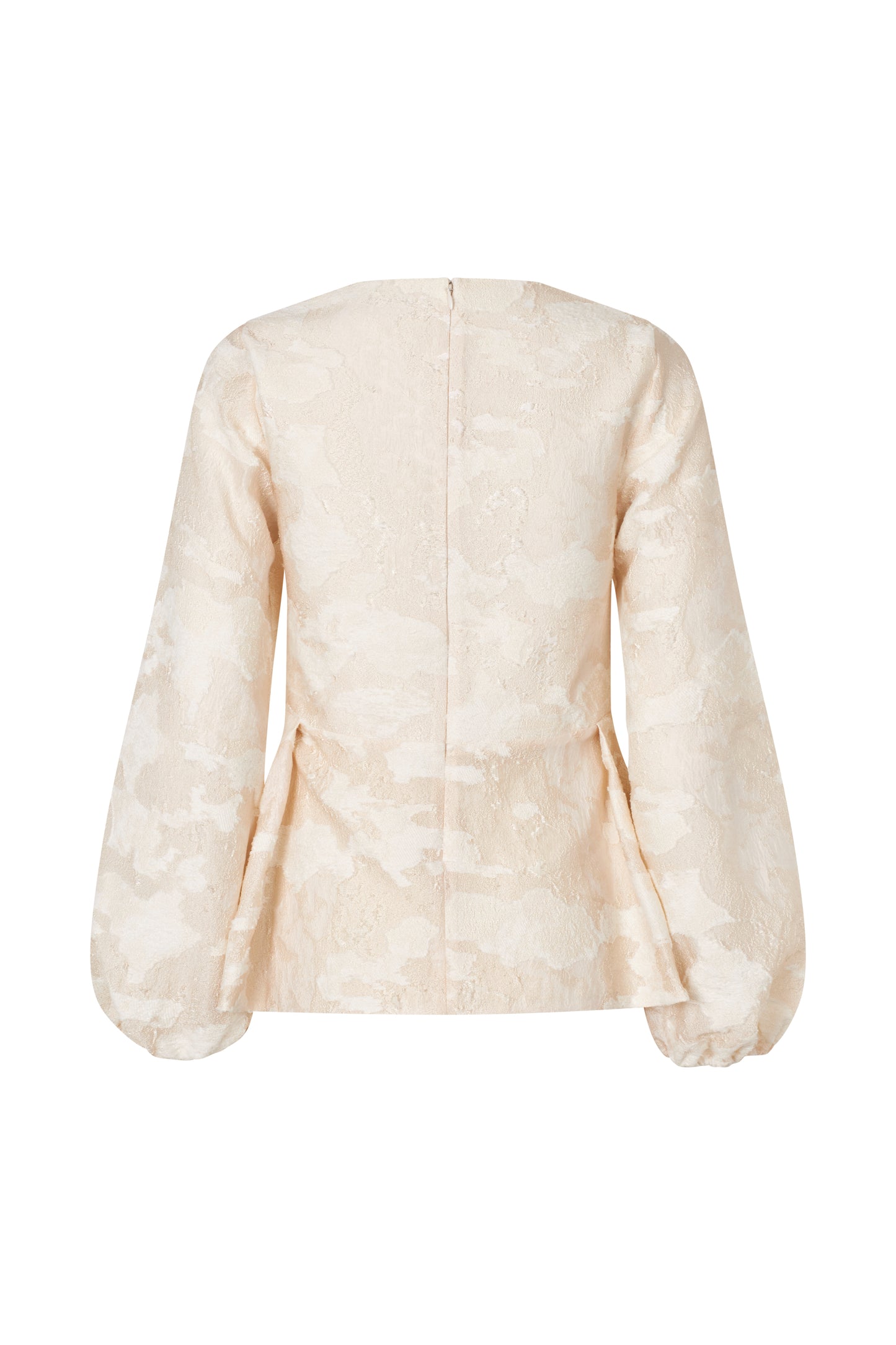 Airy Jacquard, Romantic Ruffling Long Sleeve Top