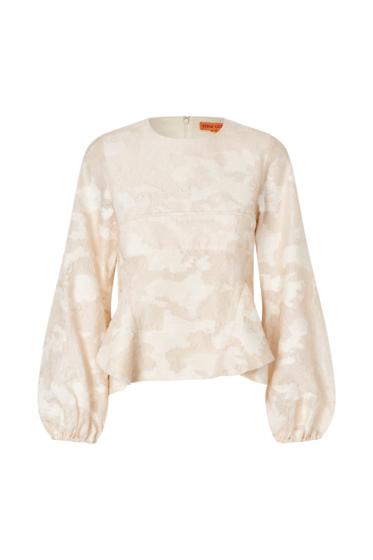 Airy Jacquard, Romantic Ruffling Long Sleeve Top
