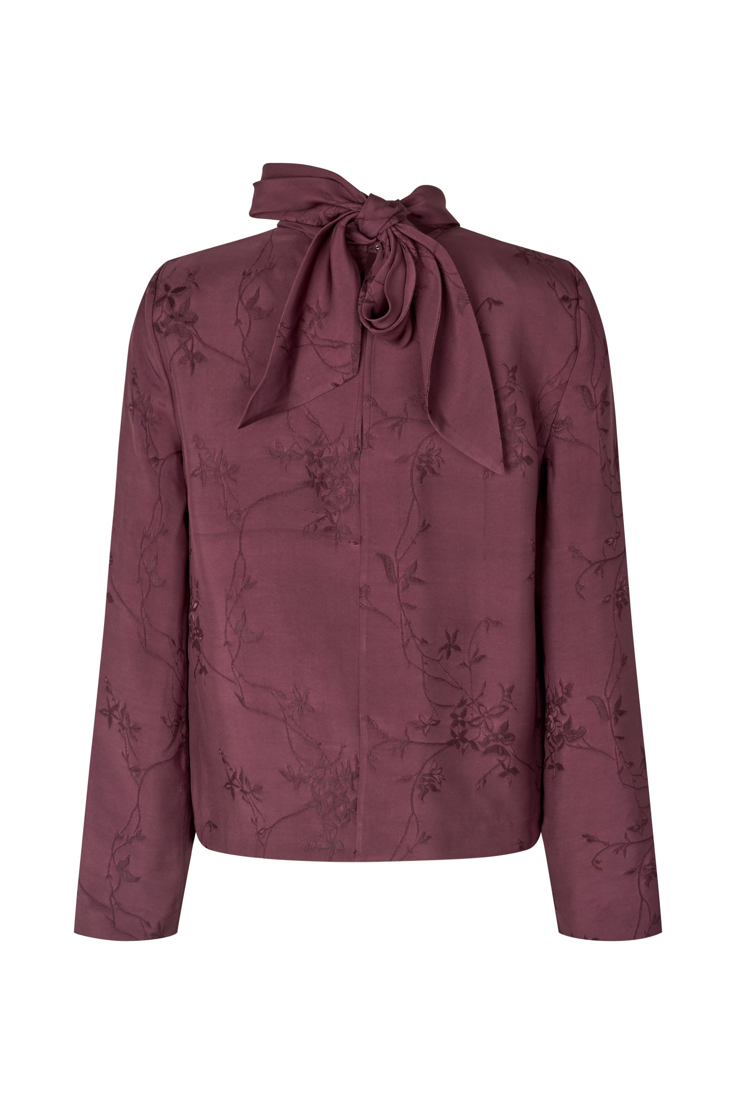 2548 Fluid Jacquard, Relaxed Tie Neck Blouse