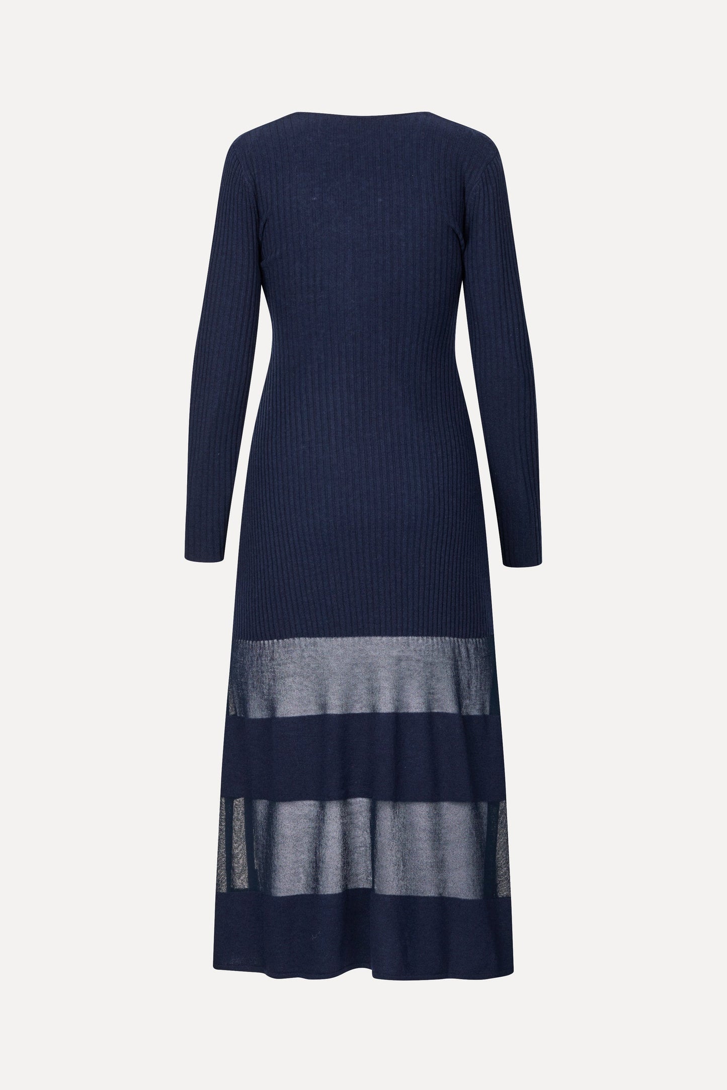 Wool Knit Blend, Scoopneck Fitted Long Sleeve Dress