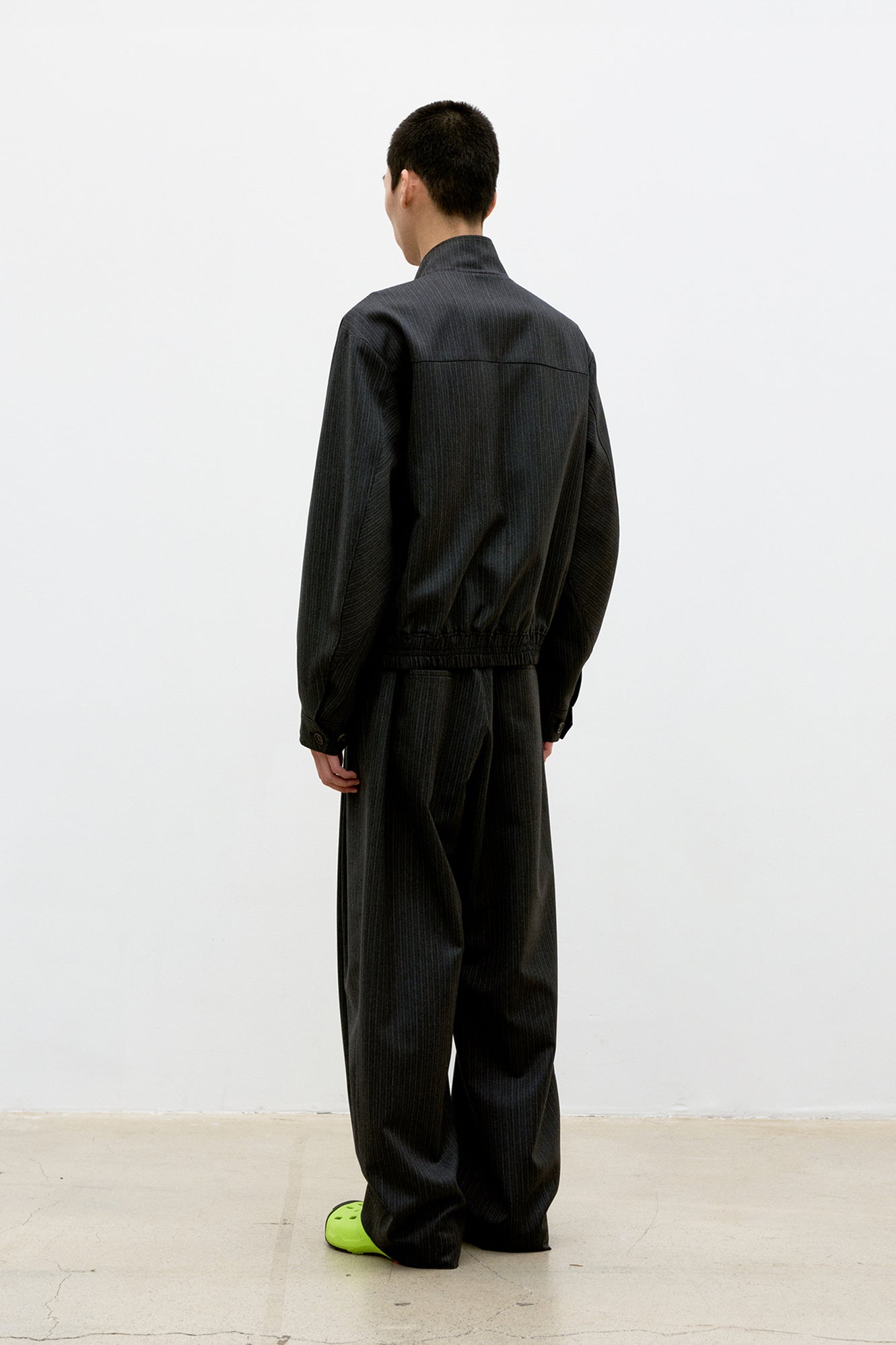 STRIPED WOOL HARRINGTON JACKET