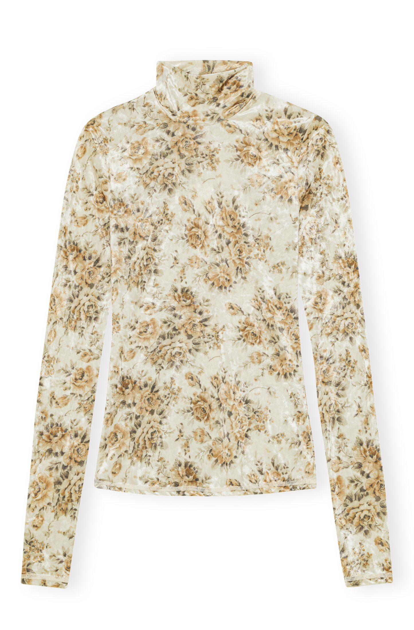 Printed Velour Jersey Turtleneck