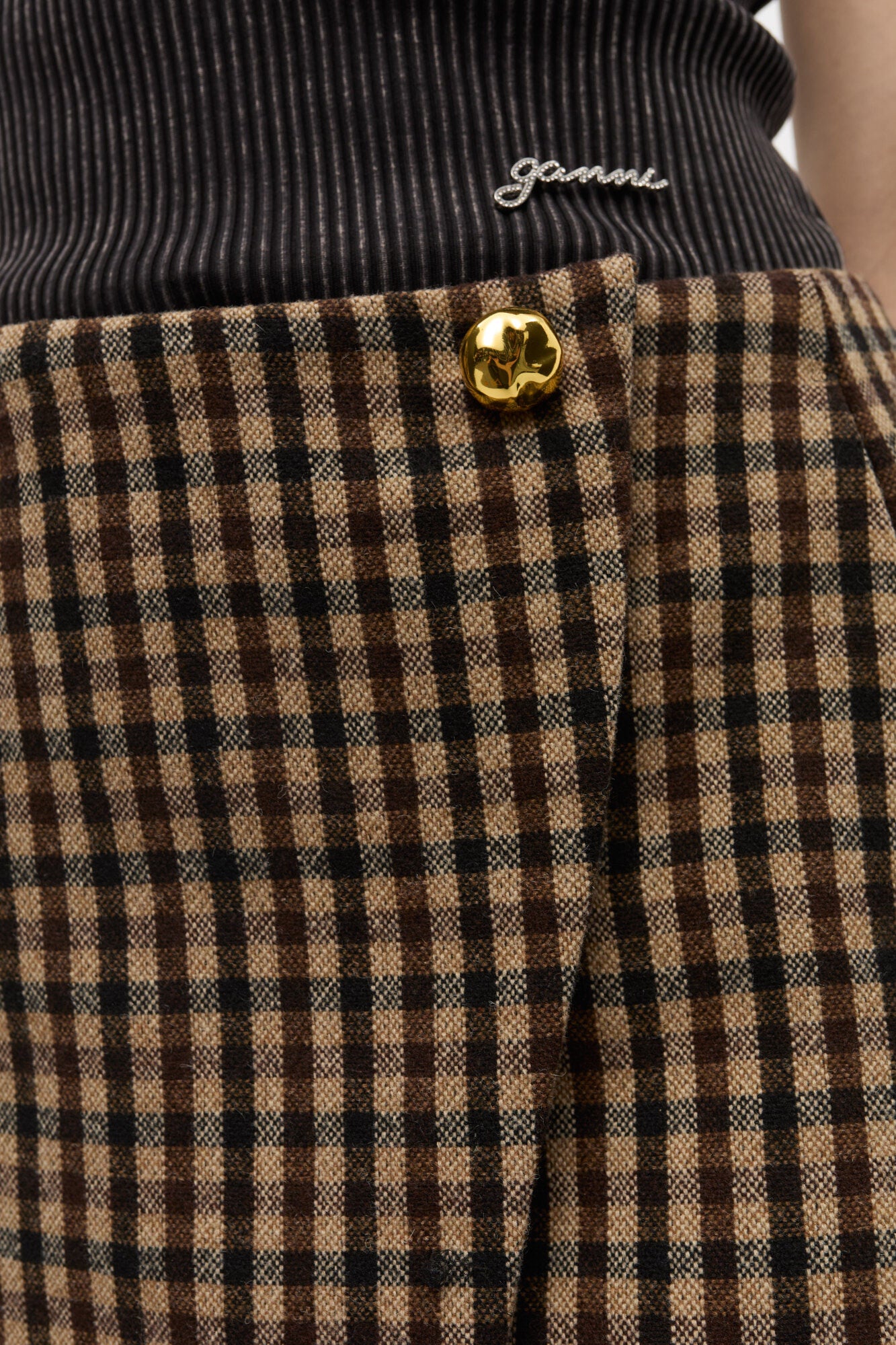Check Wool Mix Skirt