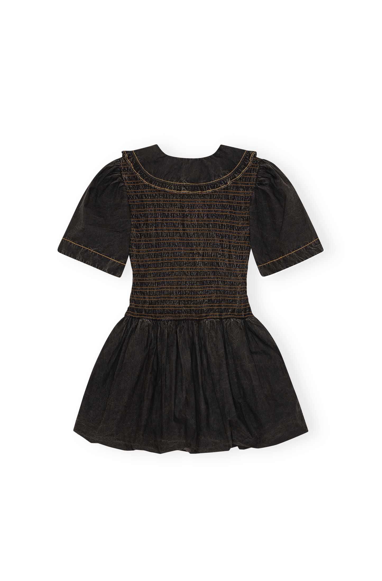Garment Dyed Cotton Mini Smock Bubble Dress