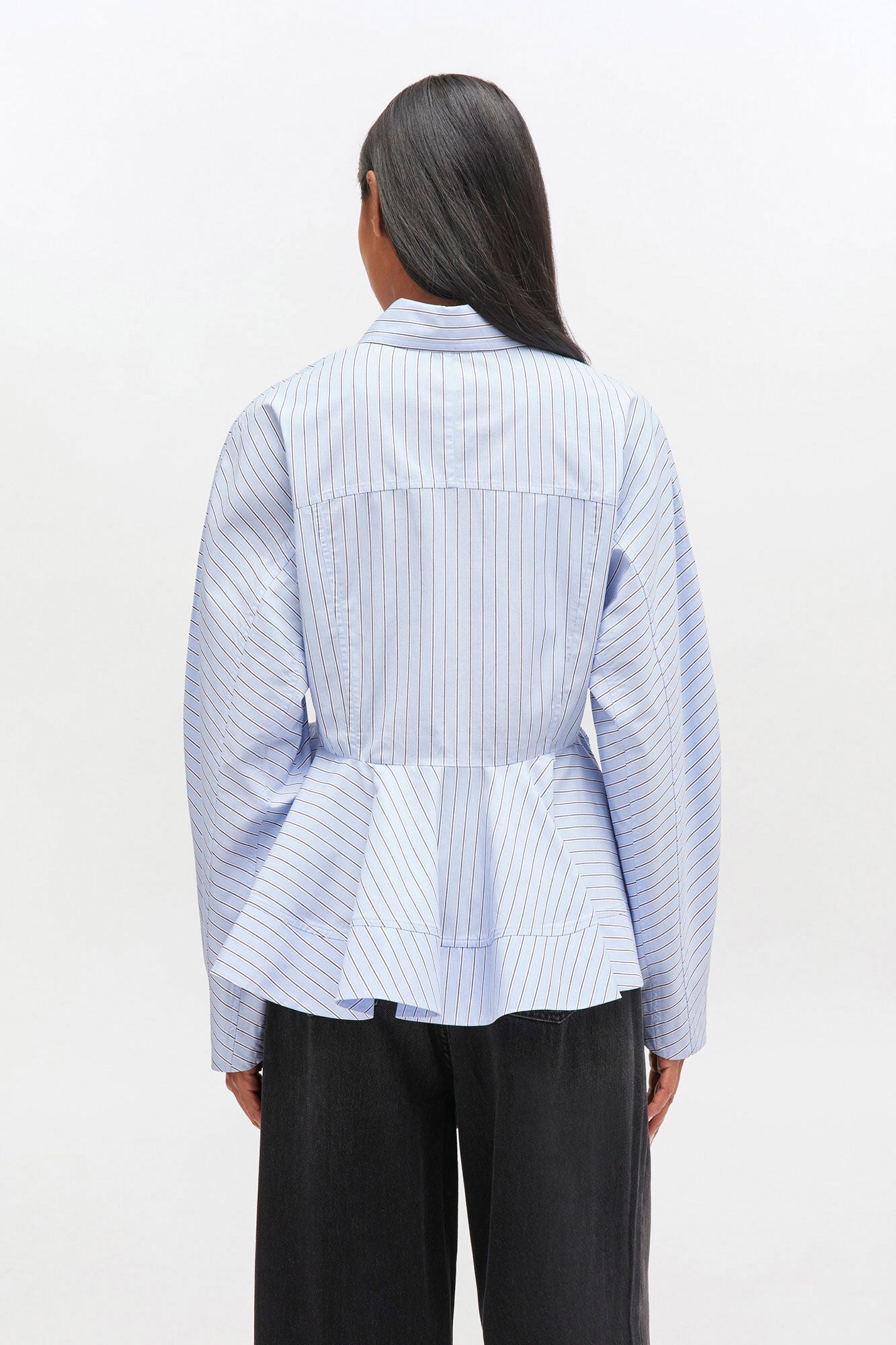 Stripe Cotton Peplum Shirt