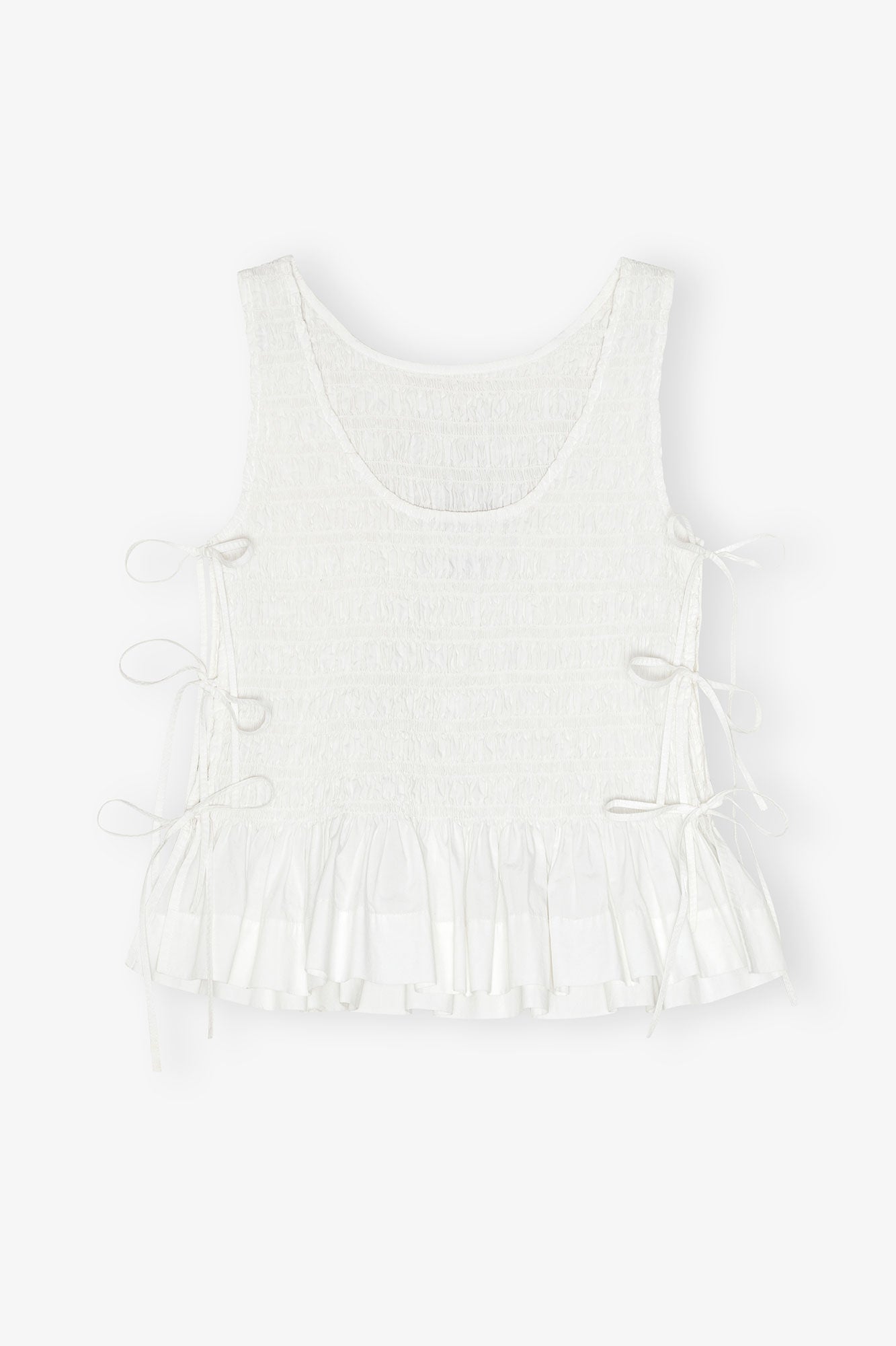 Cotton Poplin Smock Tie String Top