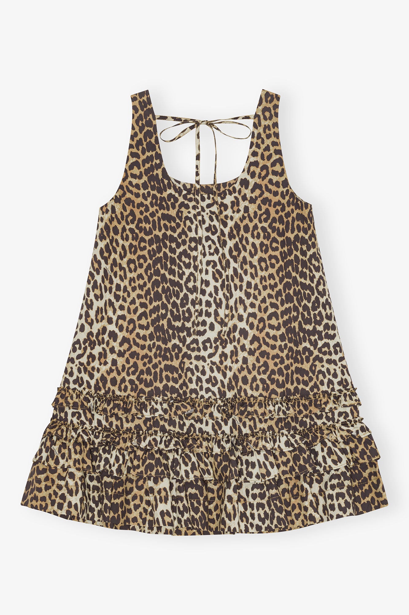Printed Cotton Poplin U-neck Mini Dress
