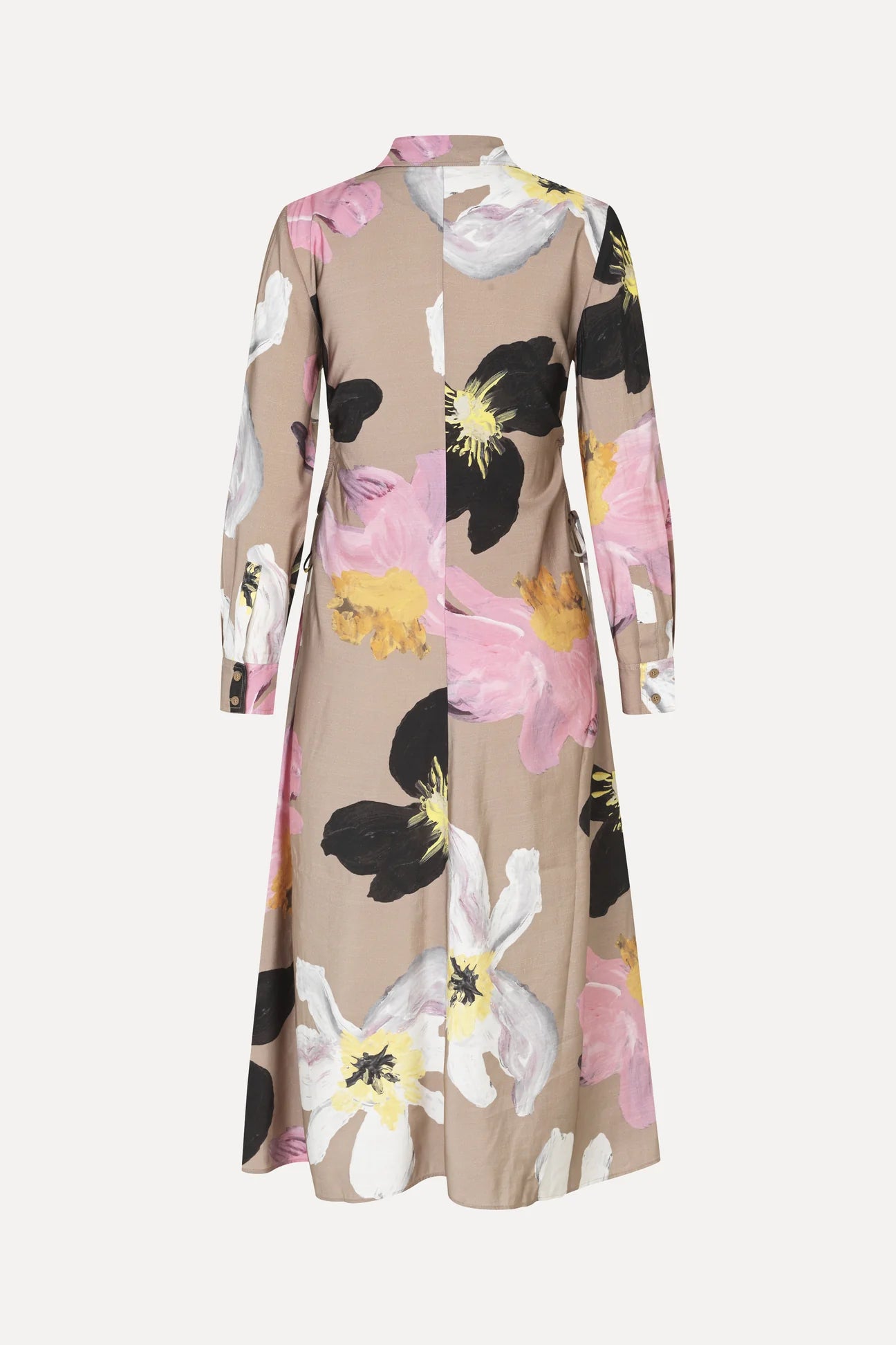 Waist Gather Shirt Midi Dress