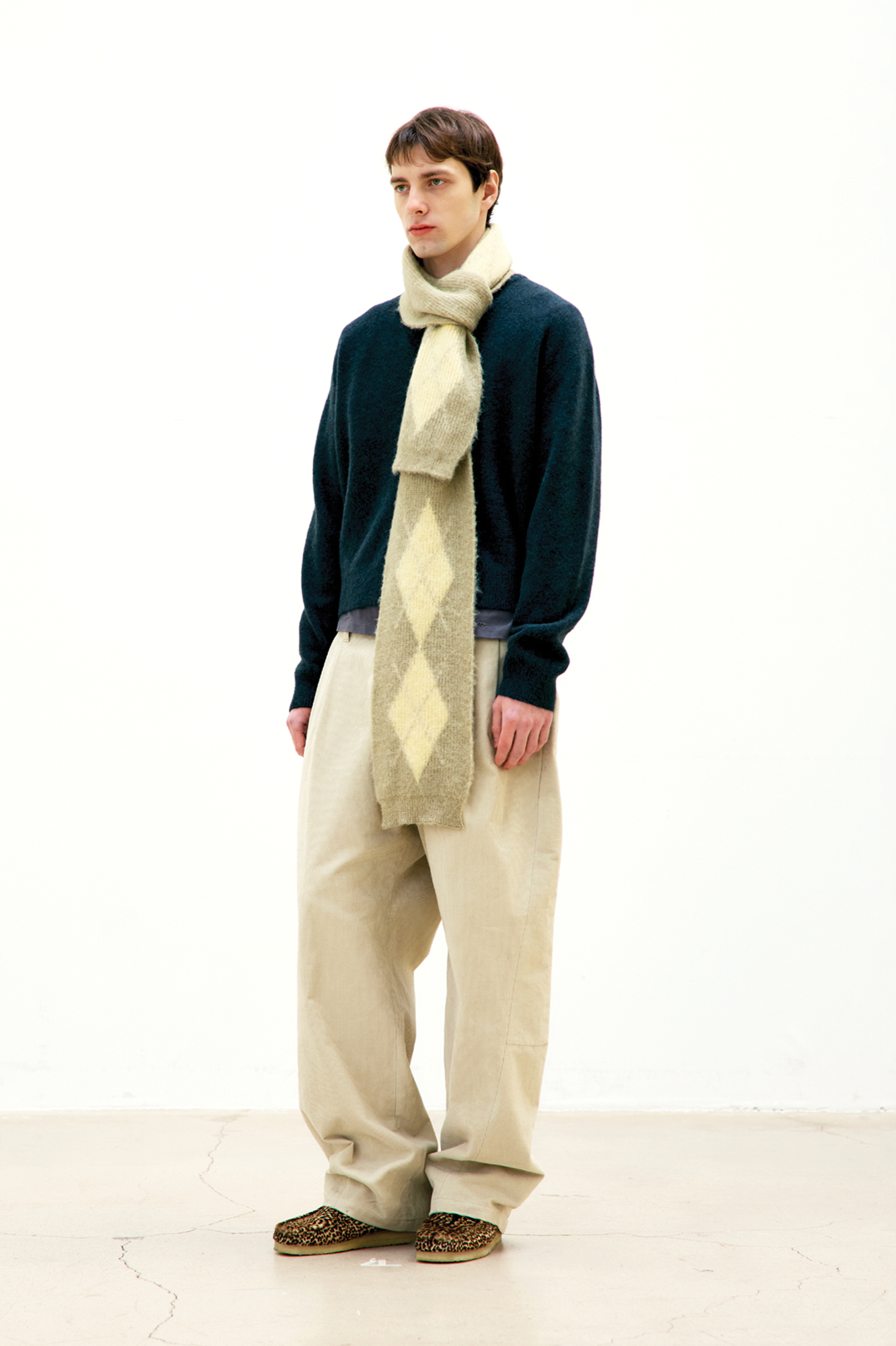 HAIRY MIXED ARGYLE MUFFLER