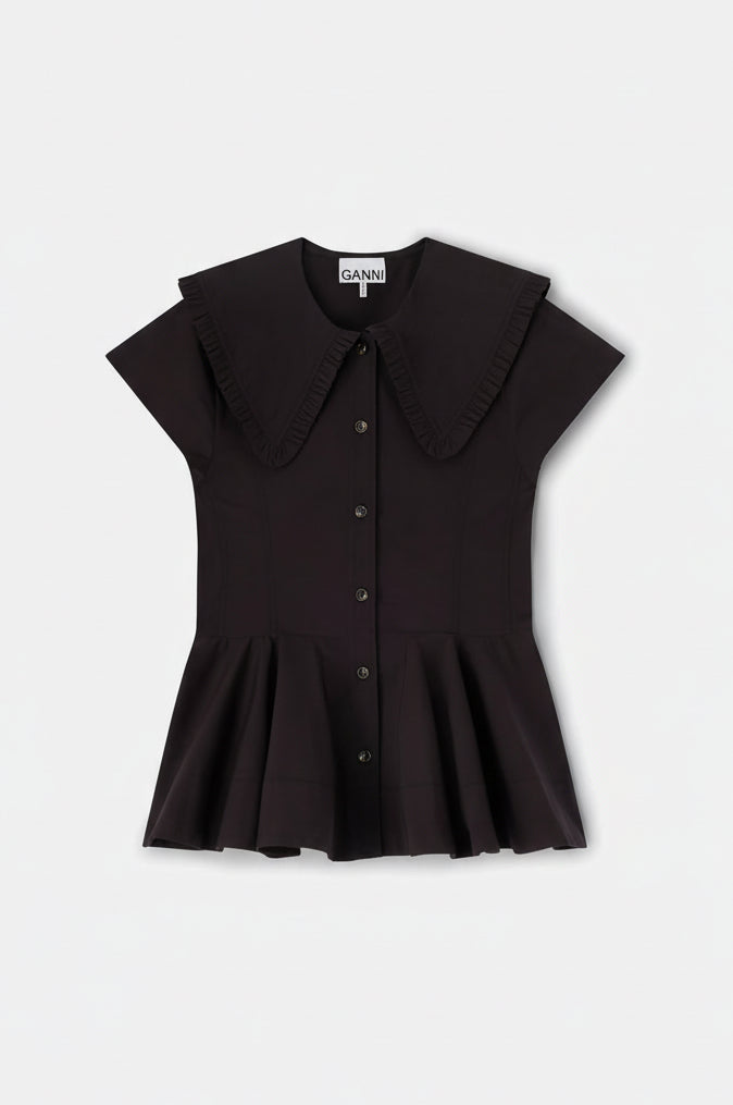Stretch Cotton Peter Pan Collar Shirt