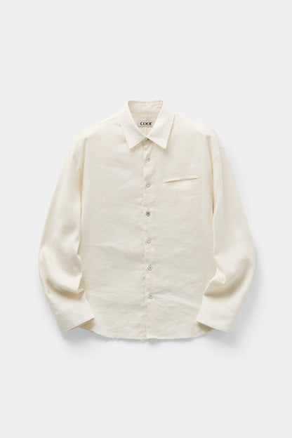 LINEN SILK CUTTED SHIRT