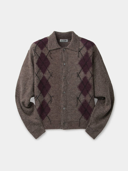 INSIDE OUT ARGYLE COLLAR CARDIGAN