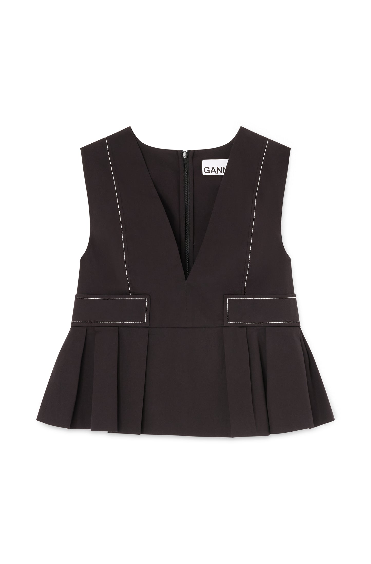 Stretch Cotton V Pocket Blouse