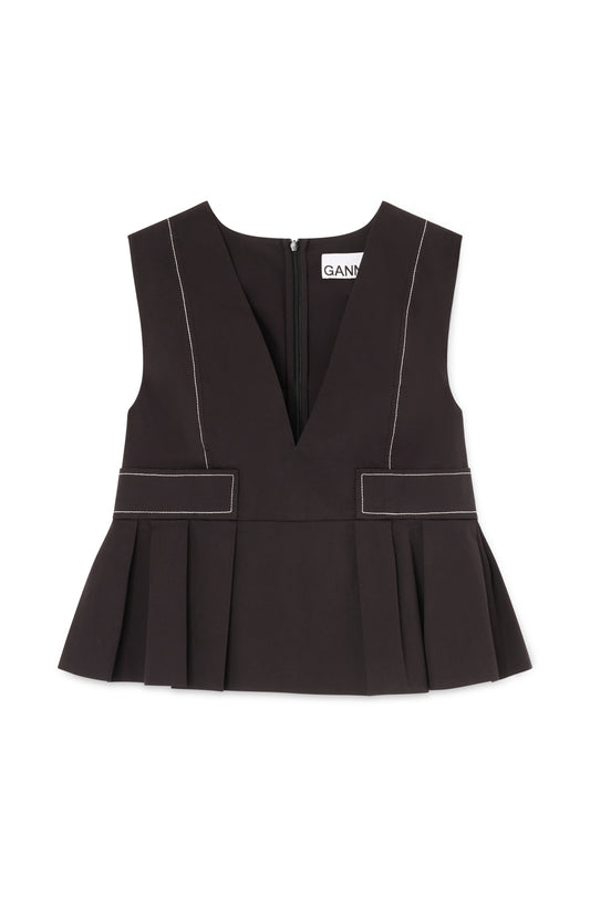 Stretch Cotton V Pocket Blouse