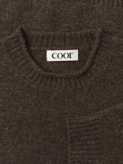 WOOL CROPPED POCKET CREWNECK SWEATER
