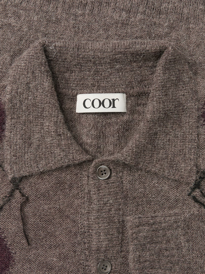 INSIDE OUT ARGYLE COLLAR CARDIGAN