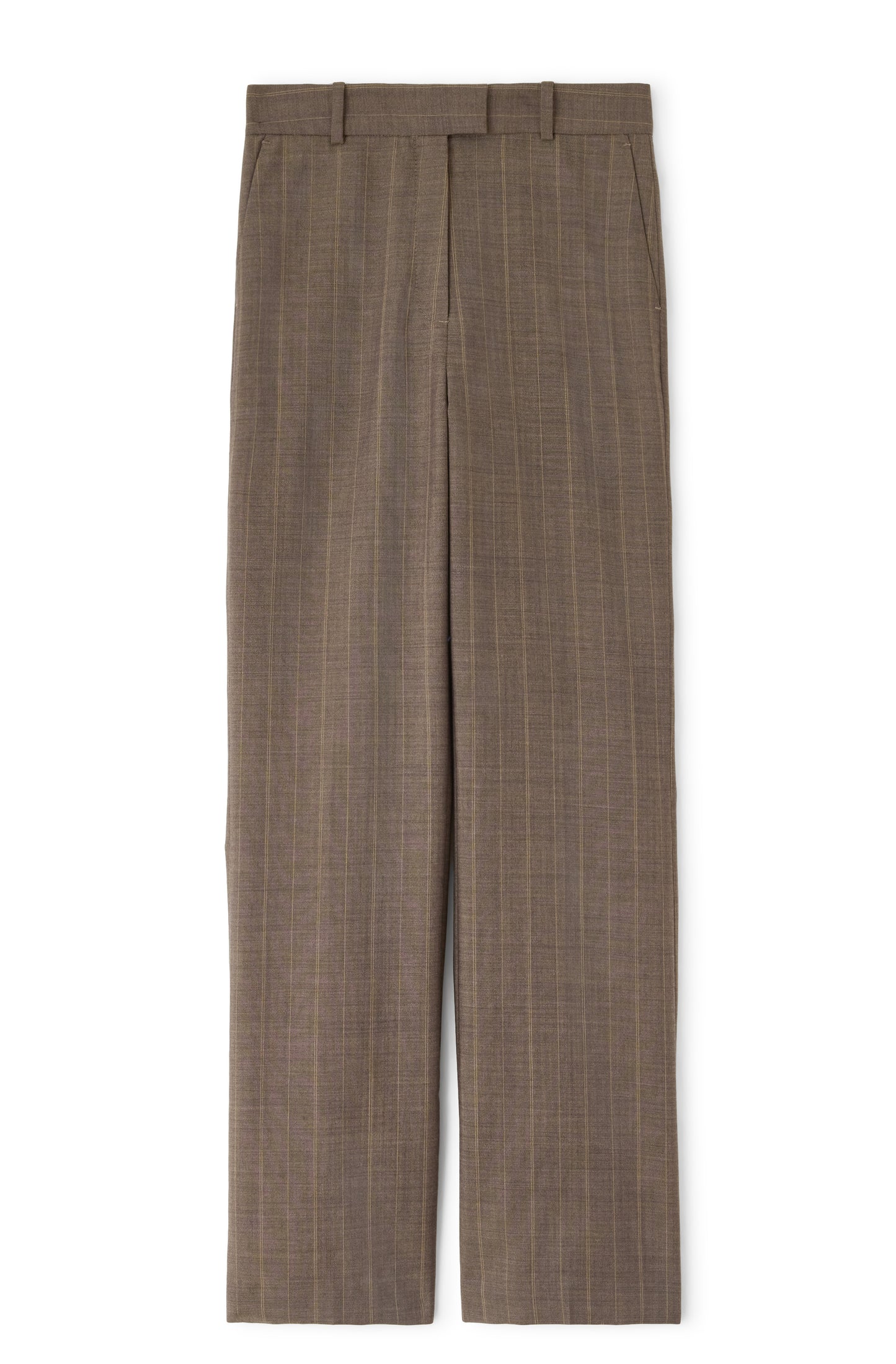 Light Wool Melange Stripe Straight Pants