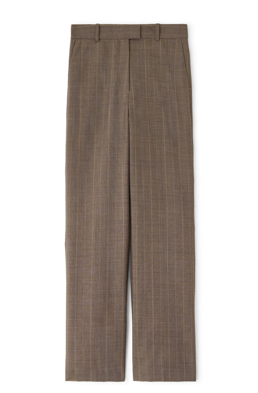 Light Wool Melange Stripe Straight Pants