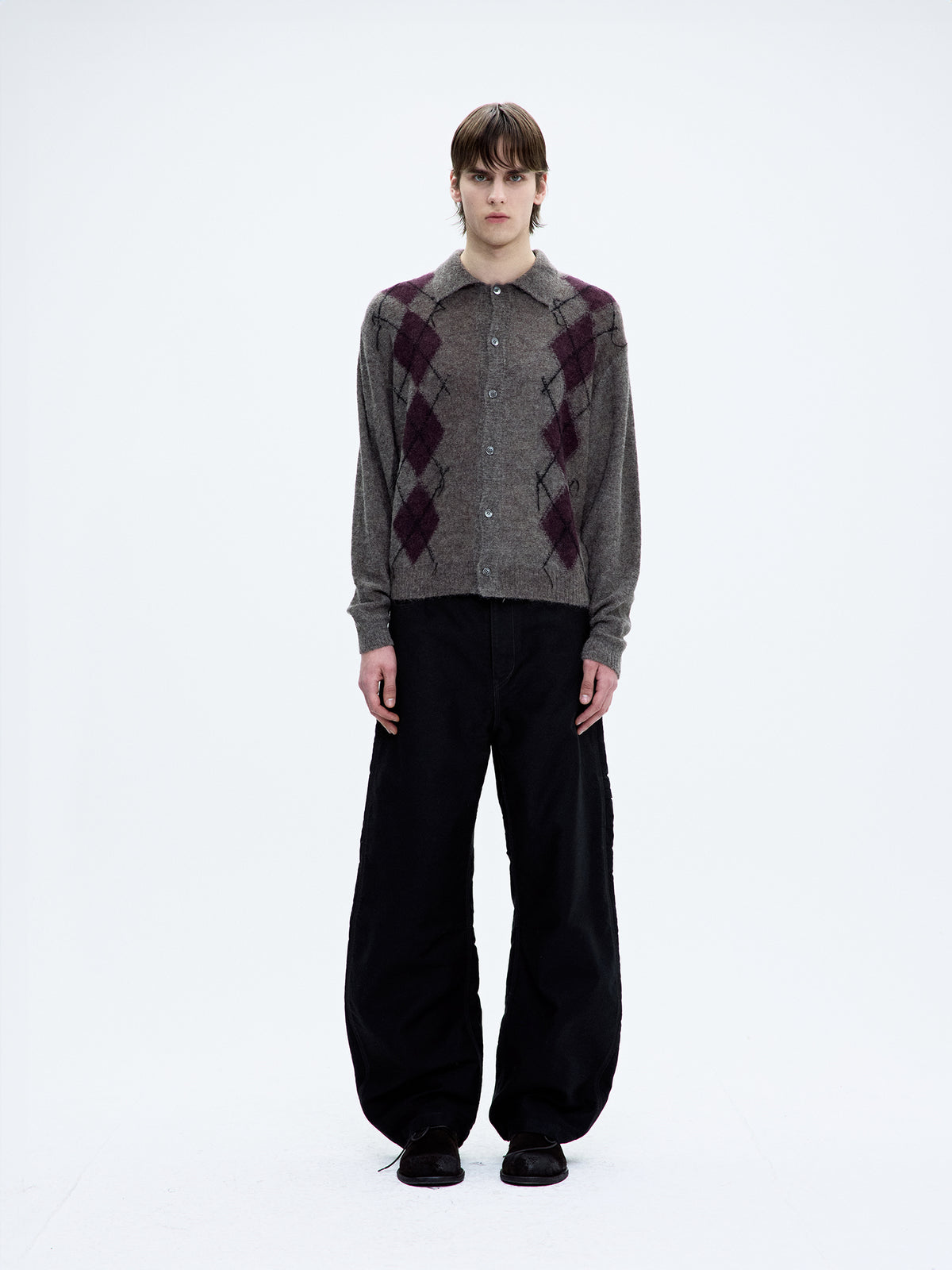 INSIDE OUT ARGYLE COLLAR CARDIGAN