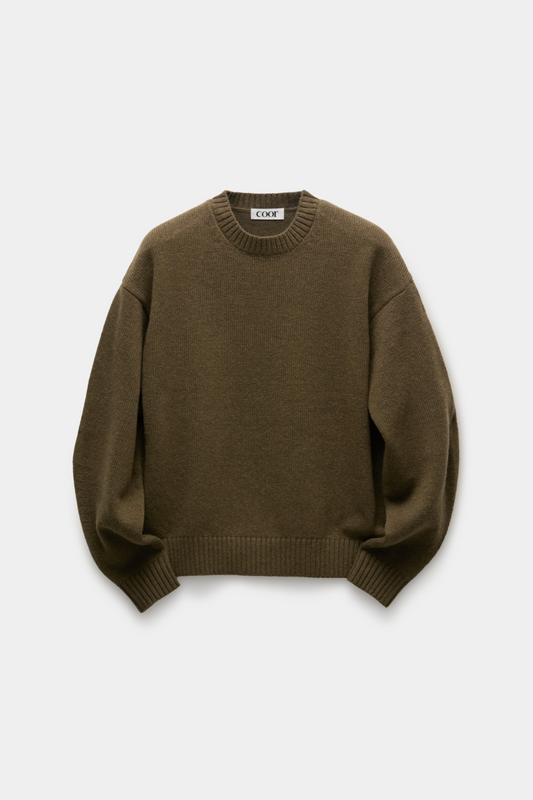 WOOL CROPPED CREWNECK SWEATER