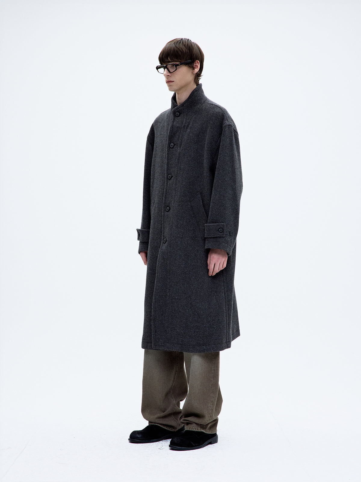 CASHMERE-BLEND HIGH-NECK COAT