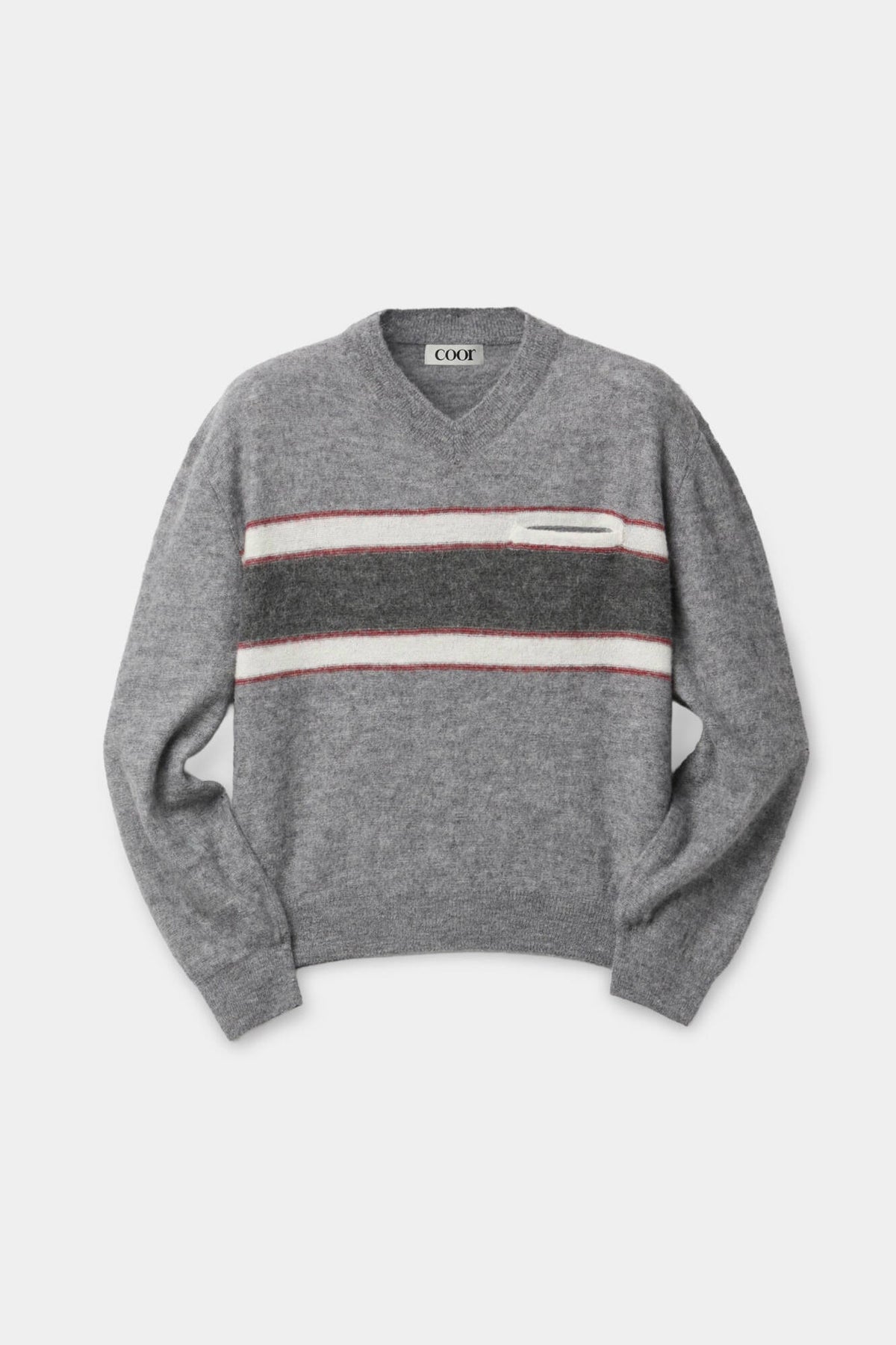 ALPACA BLEND STRIPED V-NECK SWEATER