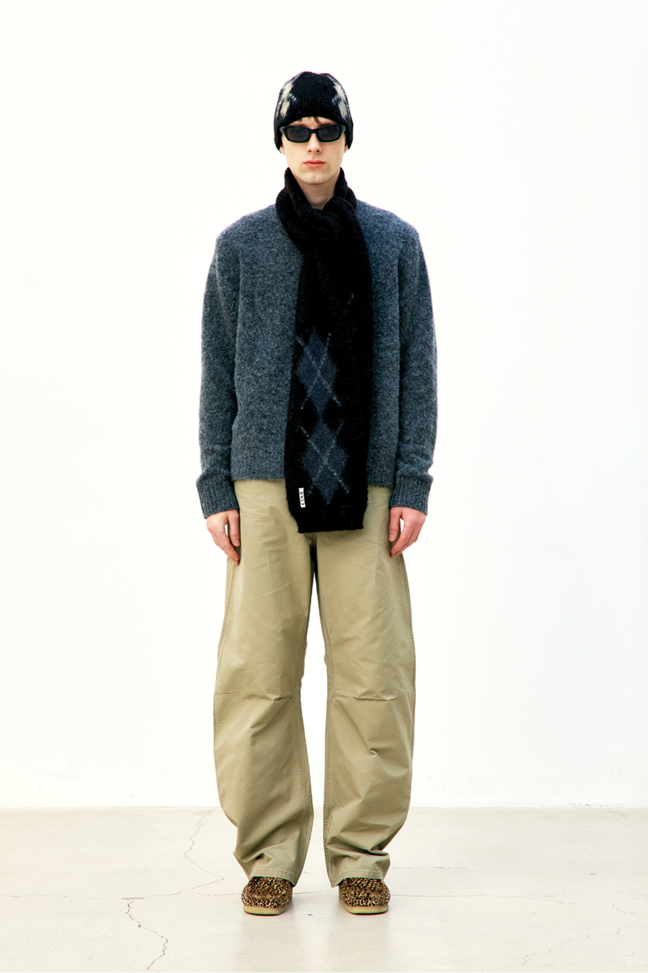 HAIRY MIXED ARGYLE MUFFLER