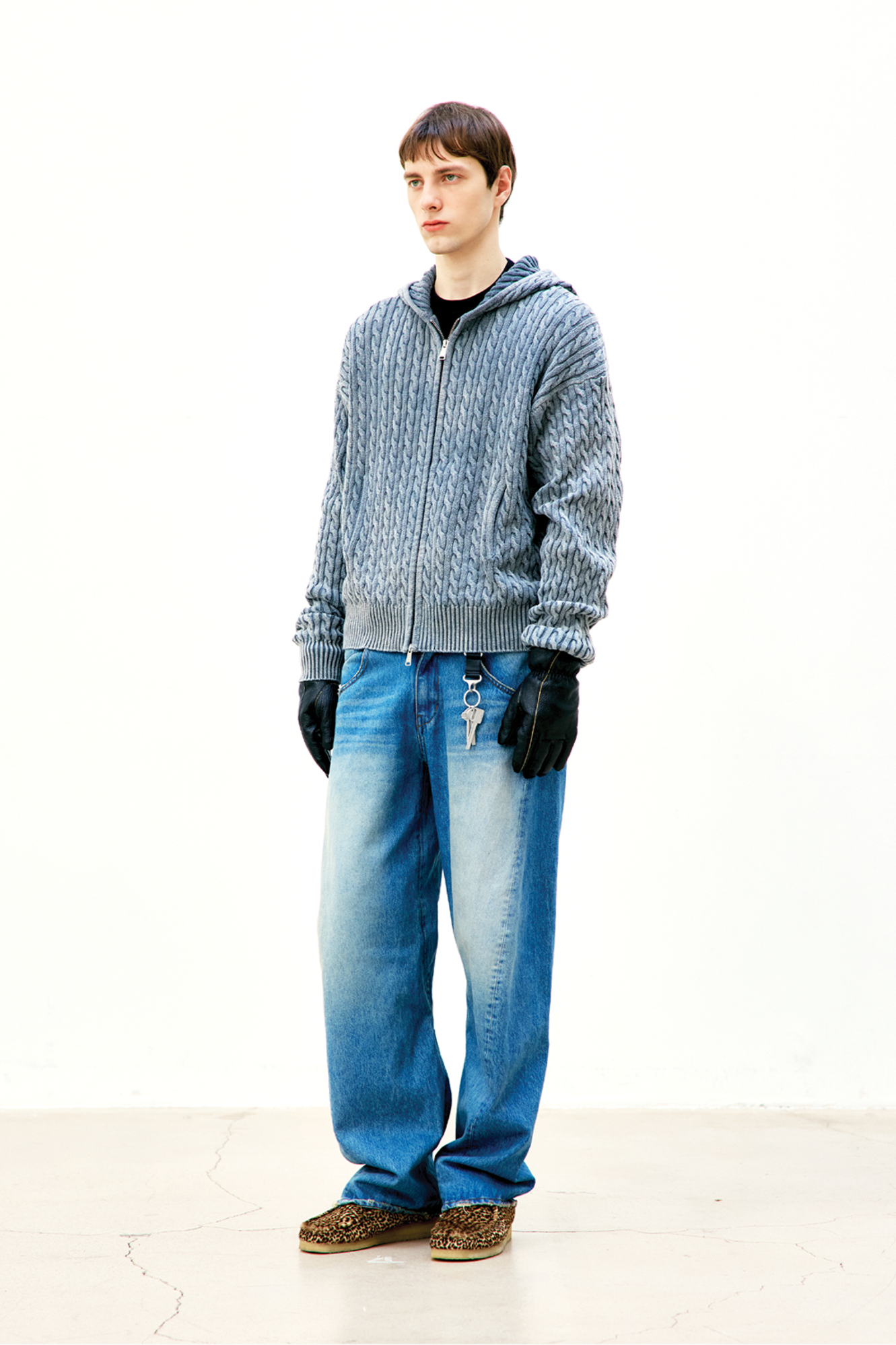 COTTON FIECE DYED HOODIE ZIP-UP