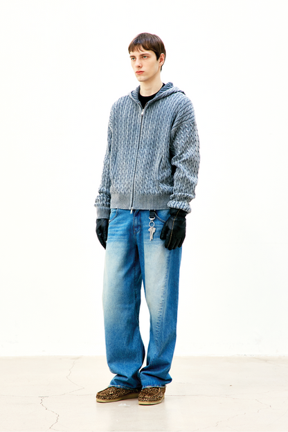 COTTON FIECE DYED HOODIE ZIP-UP