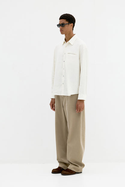 LINEN SILK CUTTED SHIRT