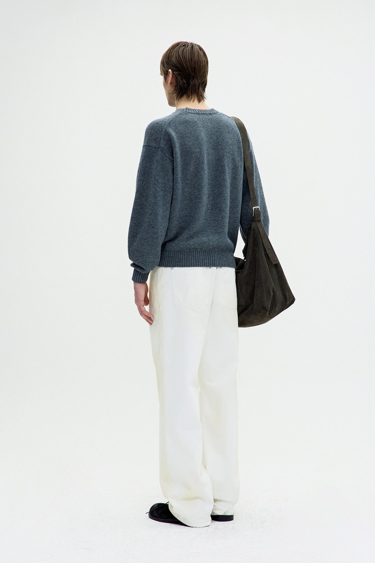 WOOL CROPPED CREWNECK SWEATER