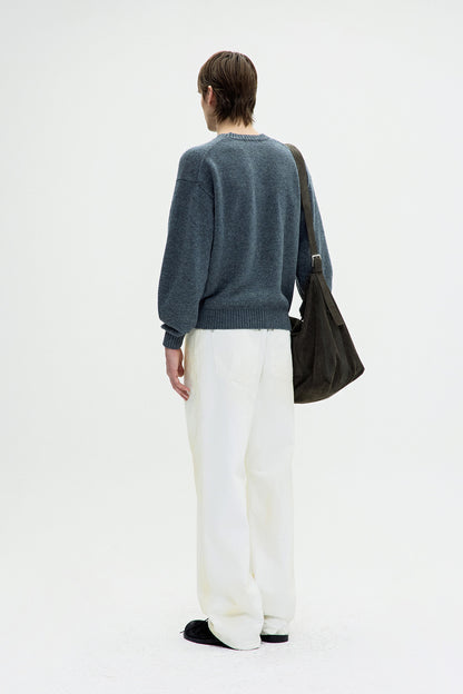 WOOL CROPPED CREWNECK SWEATER