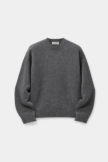 WOOL CROPPED CREWNECK SWEATER