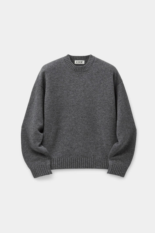 WOOL CROPPED CREWNECK SWEATER