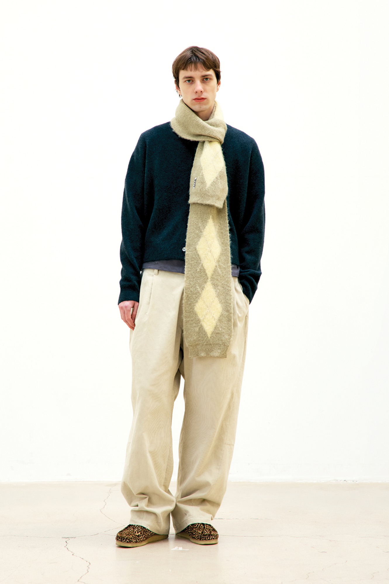 HAIRY MIXED ARGYLE MUFFLER