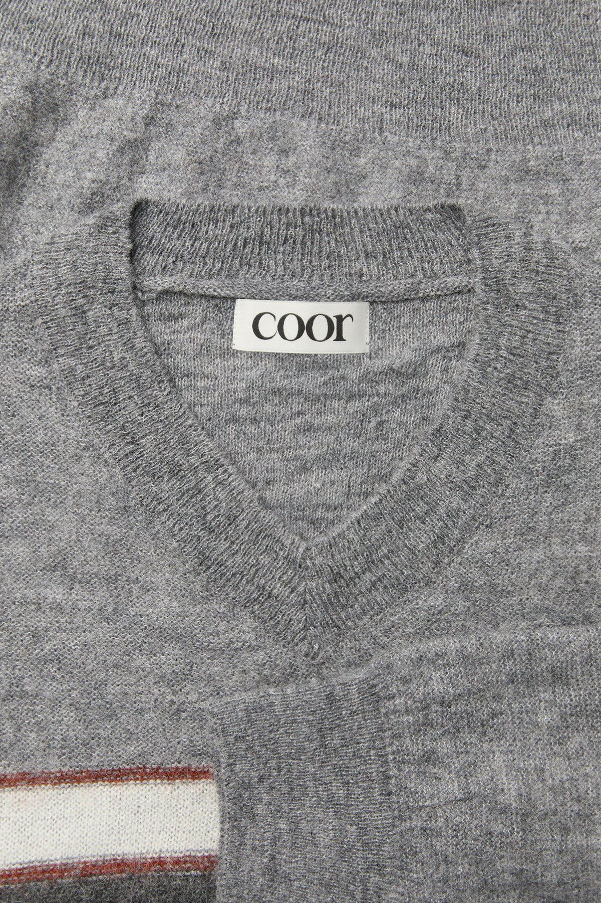 ALPACA BLEND STRIPED V-NECK SWEATER