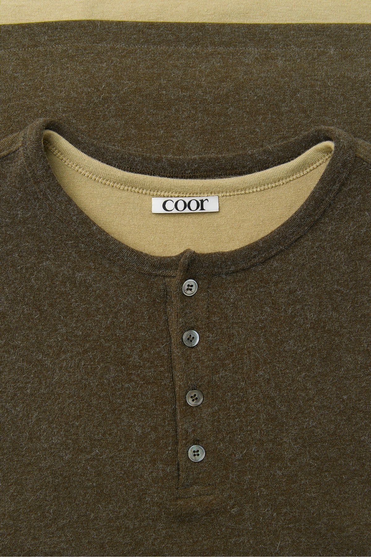 HAIRY HENLEY NECK LAYERED T-SHIRT
