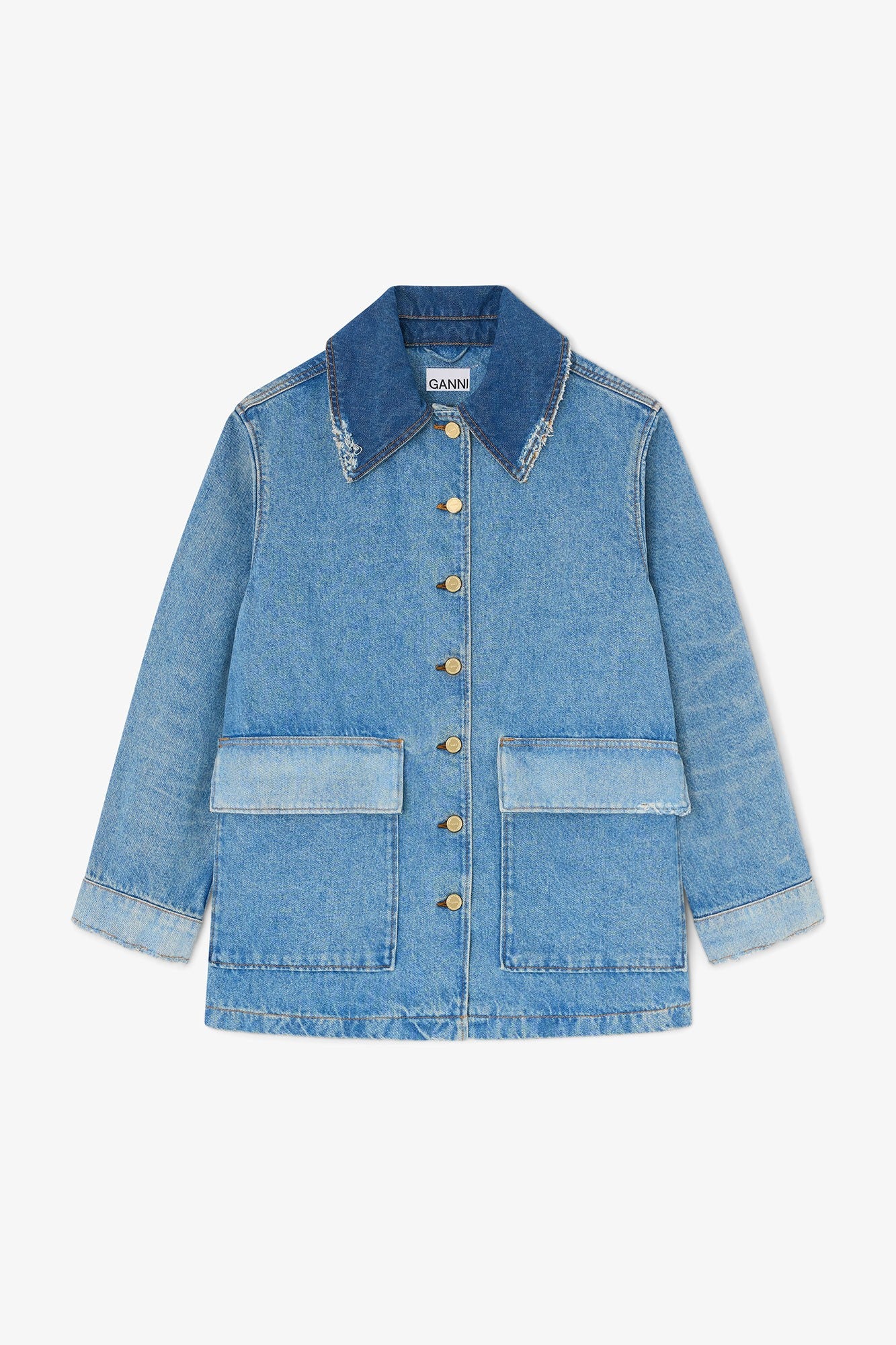 Patchwork Denim Midi Jacket