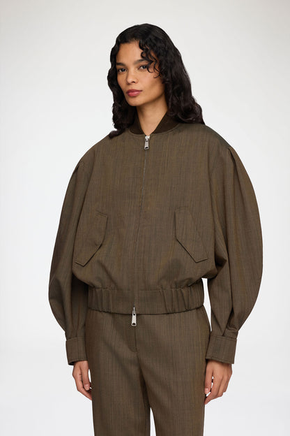 Light Wool Melange Bomber Jacket