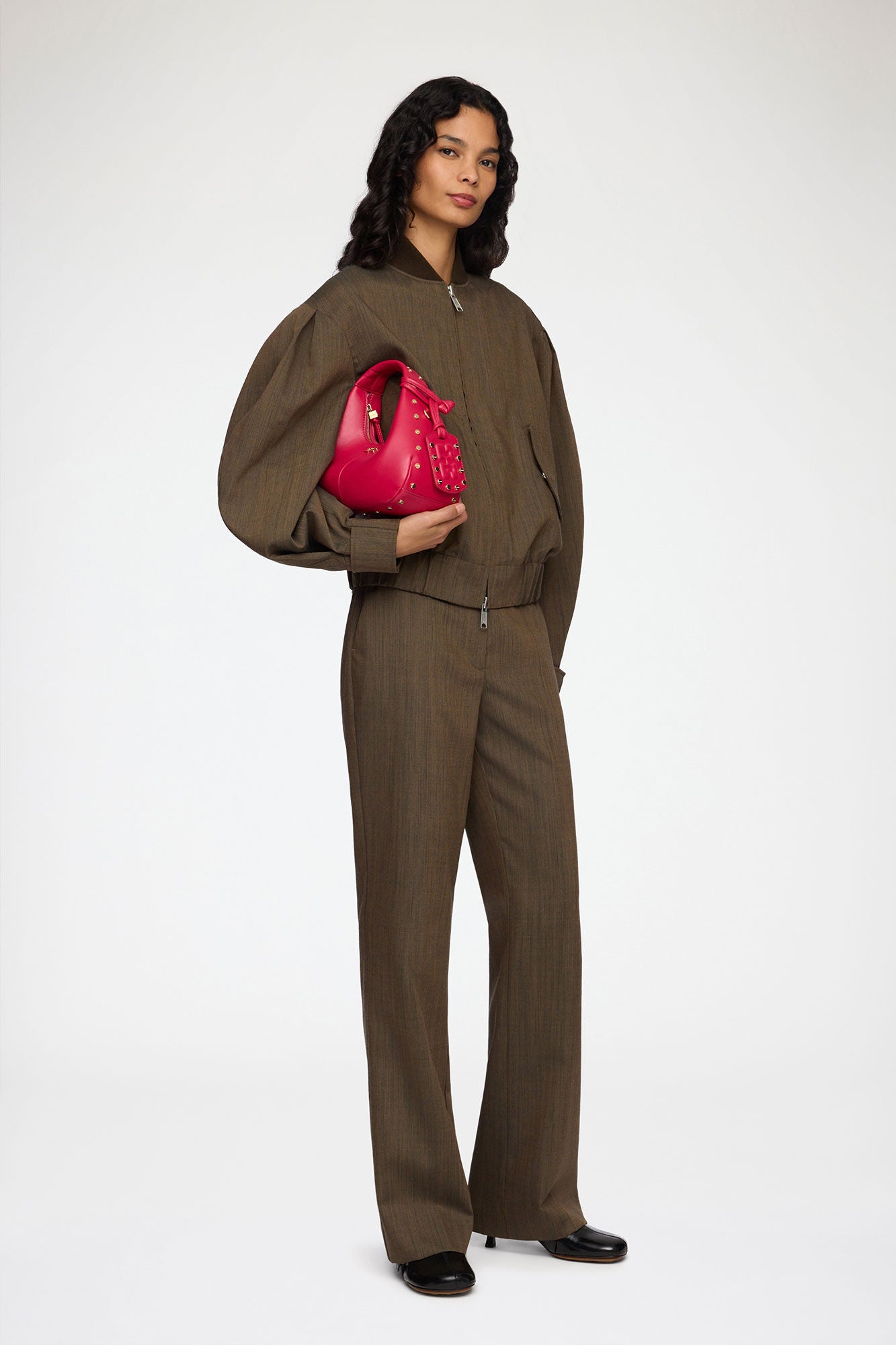 Light Wool Melange Bomber Jacket