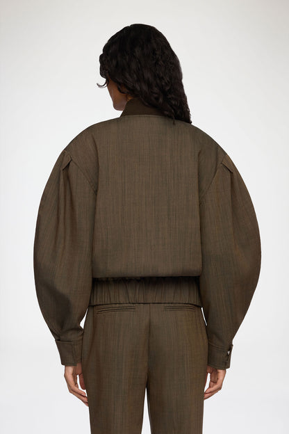 Light Wool Melange Bomber Jacket